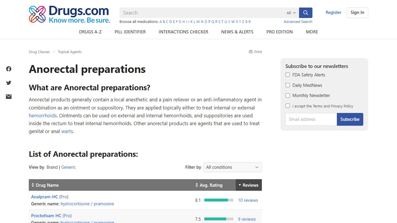 List of Anorectal preparations - Drugs.com